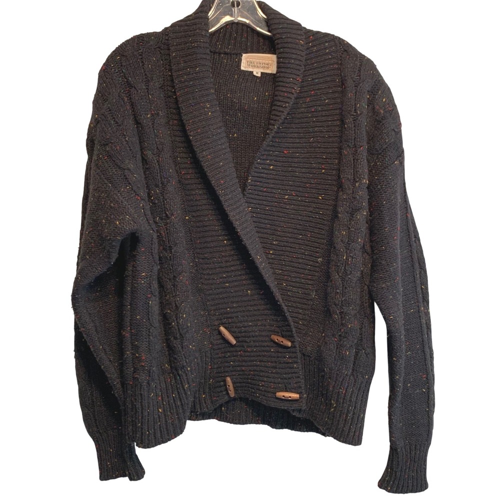 The Import Workshop Cardigan Sweater Size M Wool Blend Shawl Collar Toggle Retro
